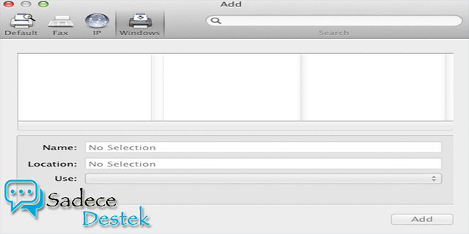Yeosemite ye windows print server'dan printer ekleme